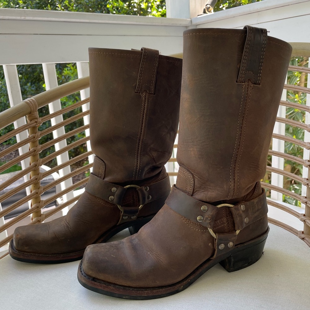 Frye Harness Boot Womens Size 7.5 M Brown Oiled Leather